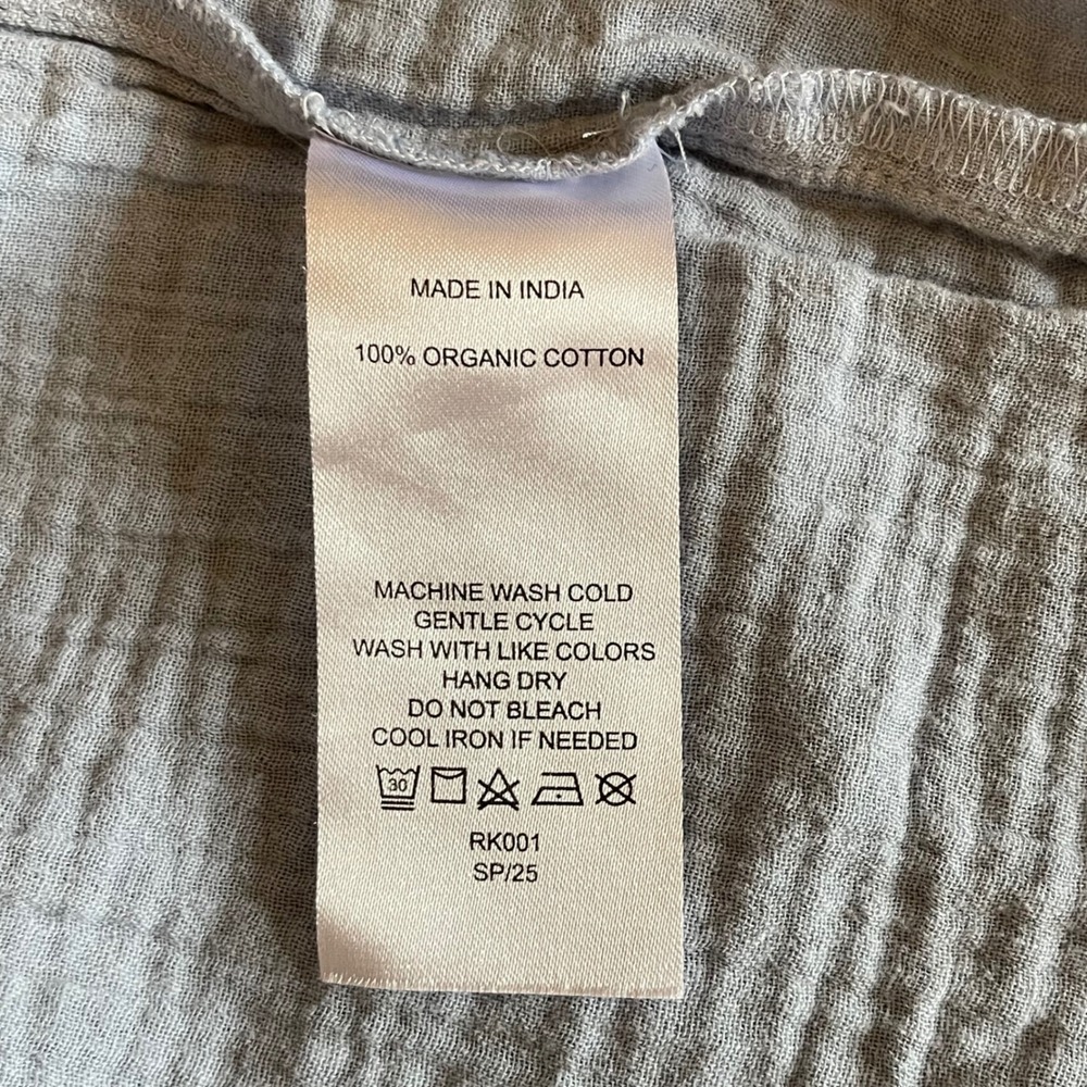 Quince Organic Cotton Gauze Maternity Smocked Ruffle Midi Dress Cream Breeze S - Picture 5 of 6